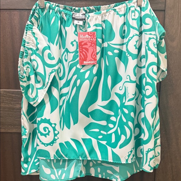 Manuhealii Tops - Manuhealii Green and White Tropical Skirt